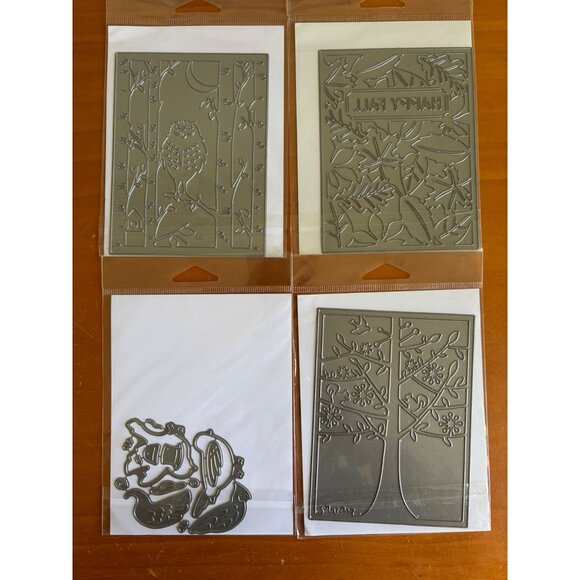 Set Of 4 IO Stamps Craft Dies - Owl Frame Fall Leaf Tree Window & Serendipity Se - Picture 8 of 12